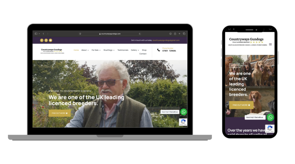 country ways gun dogs landing page